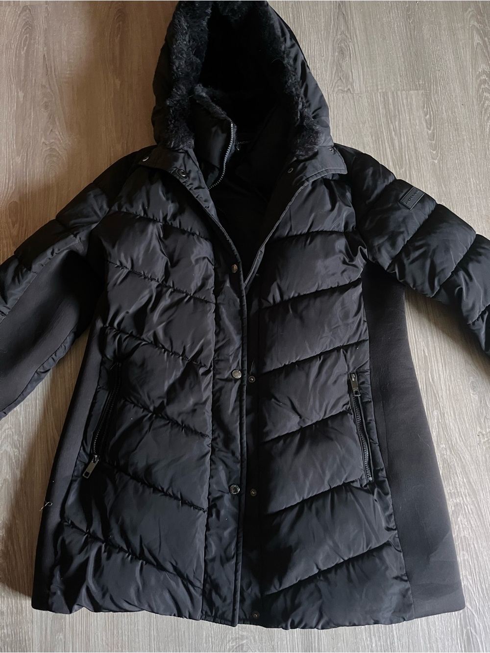 Women's Black Quilted Hooded Winter Coat